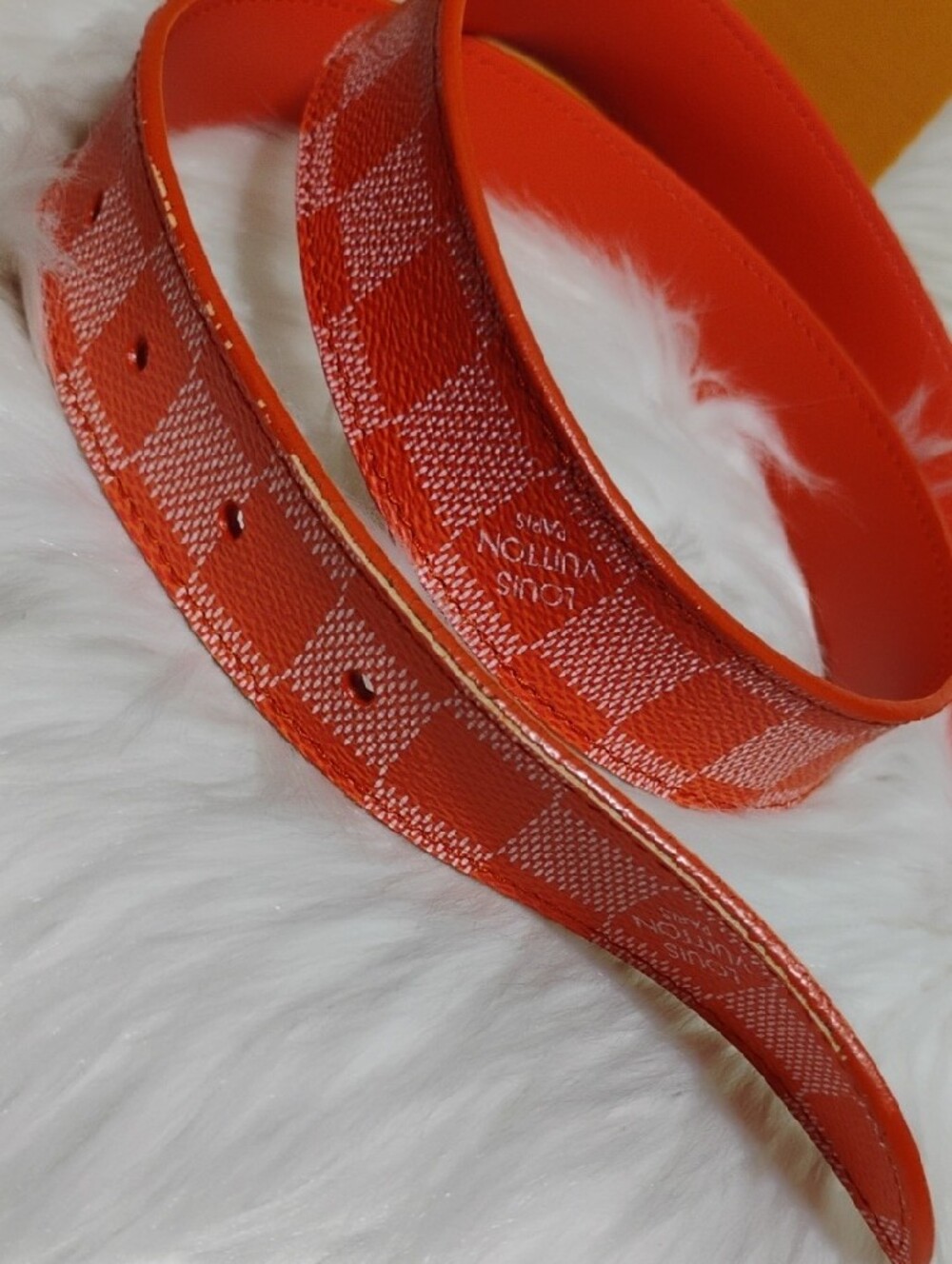 Authentic Louis Vuitton Ceinture Orange Damier Belt W/Box/Ribbon - Picture 14 of 15